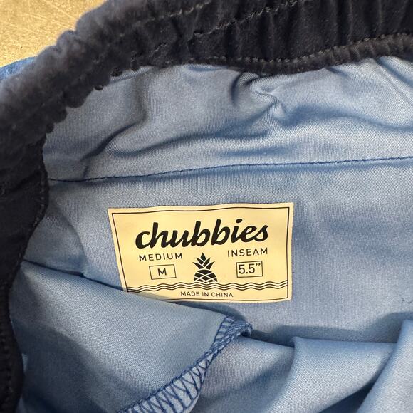 Vintage Y2K Chubbies Drawstring Tropical Print Blue Athletic Short 5.5" Medium - Picture 3 of 5